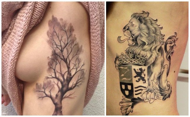 Tatuajes en las costillas de árboles