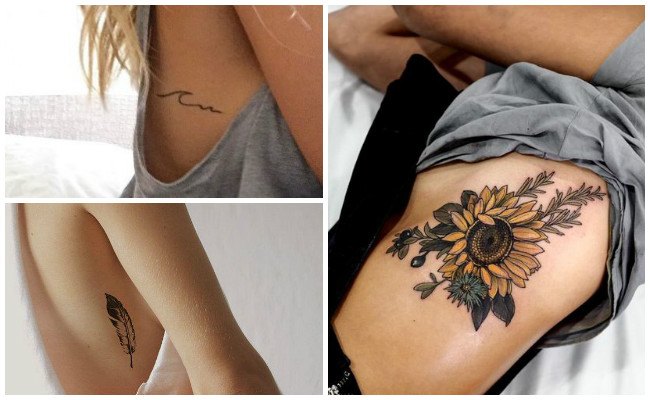 Tatuajes en las costillas con mariposas