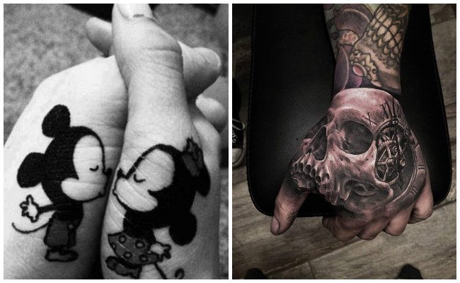 Tatuajes de gaviotas en la mano