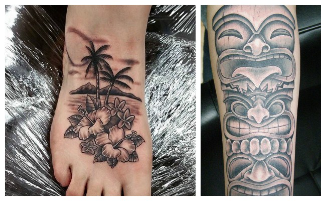 Tatuajes hawaianos con flores