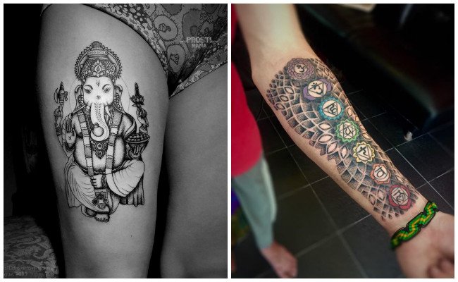 Tatuajes hindúes en las manos de henna