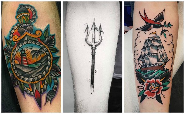 Tatuajes marinos en el brazo