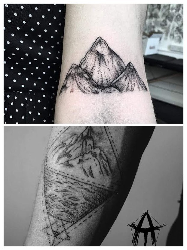 Tatuajes de montañas en el pie